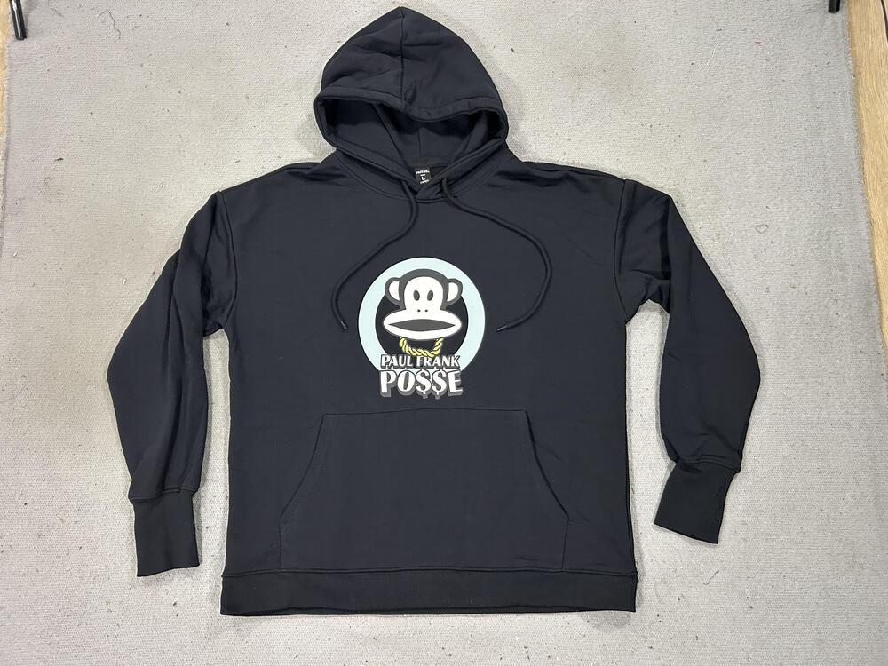 Paul Frank Hoodie Mens Large Black Julius Monkey Posse Graphic Pullover Chain